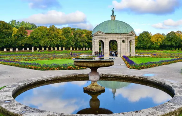 Park, Germany, Munich, garden, fountain, Hofgarten, The Temple Of Diana