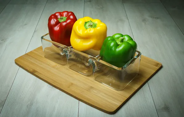 Red, yellow, green, pepper, paprika