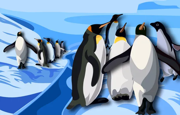 Birds, figure, penguins, Antarctica