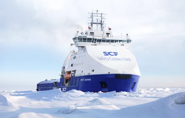 Winter, Ice, Court, The ship, Arctic, Rendering, Vessel, SCF