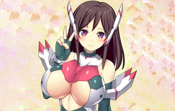 Picture girl, fantasy, sexy, cleavage, long hair, brown hair, boobs, anime
