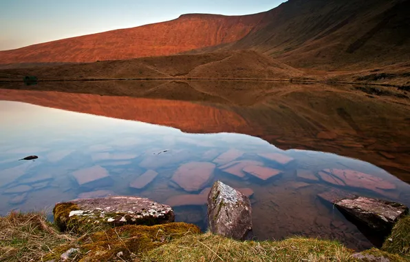 Water, lake, stones, reflection