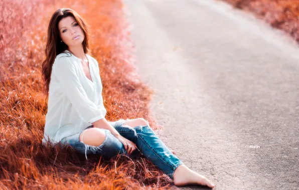 Picture road, girl, mood