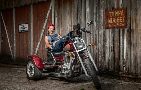 Girl, pose, motorcycle