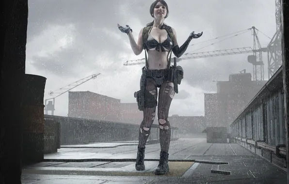 Picture girl, rain, cosplay, cute