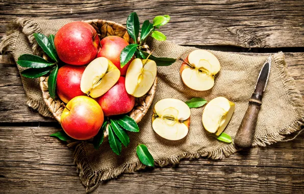 Picture apples, Board, knife