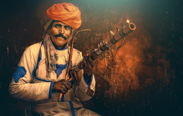 Picture Musician, India, traditional instrument