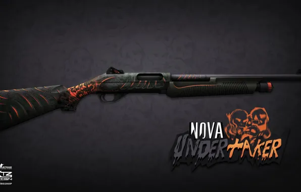 Skull, ghosts, orange, paint, workshop, cs go, nova, undertaker
