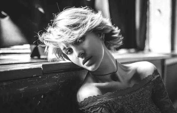 Portrait, sponge, monochrome, curls, Denis Yakovlev