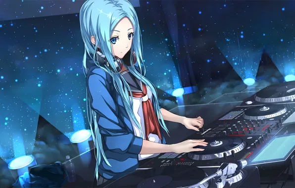 Girl, school uniform, long hair, anime, blue eyes, beautiful, pretty, attractive