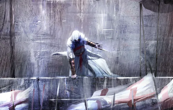 Picture rain, Altair, killer, blade, assassin's creed, spears, assassin, assassin