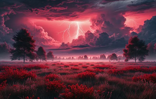 Field, landscape, flowers