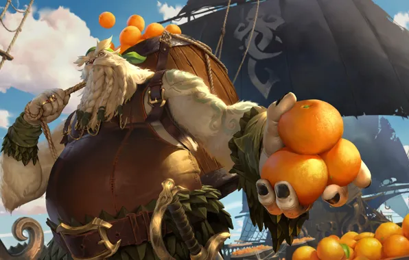 Sailboat, oranges, being, pirate, Bilgewater, Legends of Runeterra
