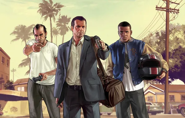 Picture Michael, gta, Grand Theft Auto V, Trevor, Franklin