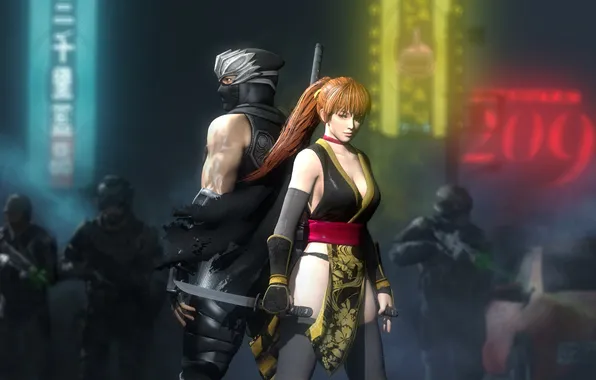 Girl, Ninja Gaiden, ninja, fan art, Profit, Ryu Hayabusa, Dead or Alive