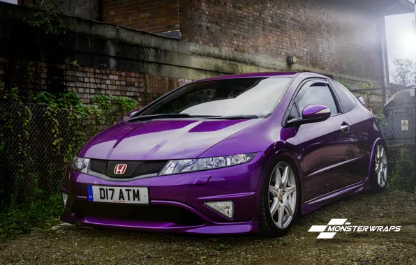 Picture dark, Honda, purple, Civic, wrap, Gloss, Type