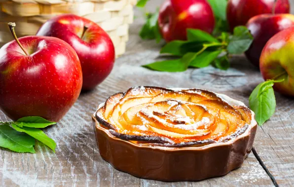 Picture apples, pie, vanilla, powdered sugar, Karina Klachuk