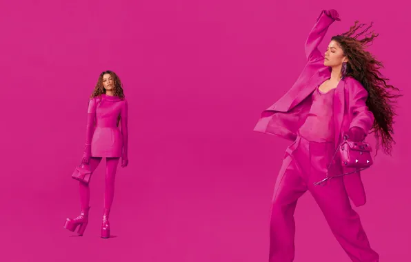 Wallpaper style, model, fashion, pink background, fashion, Valentino ...