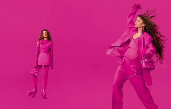 Picture style, model, fashion, pink background, fashion, Valentino, Zendaya, Valentino