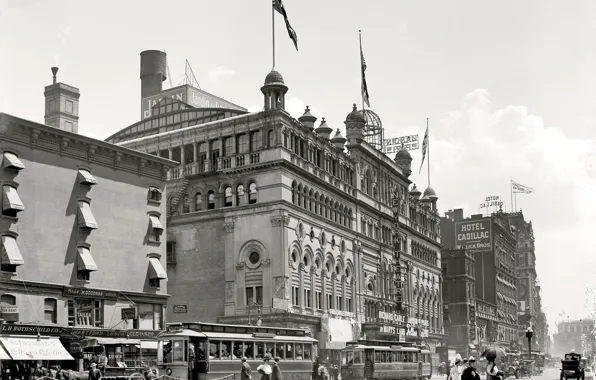 Street, home, New York, area, tram, USA, 1908-the year