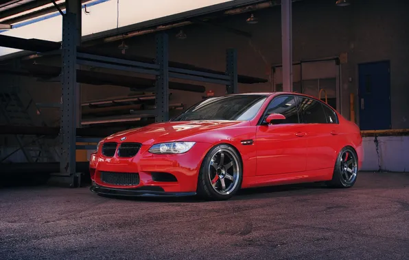Picture red, bmw, BMW, red, sedan, sports, e90, carbon fiber
