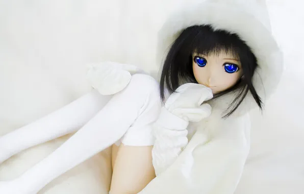 Picture toy, doll, anime, brunette, gloves, coat