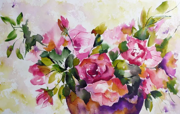 Picture flowers, watercolor, painting