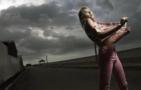 Picture road, girl, background