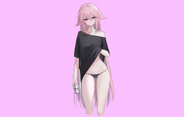 Anime girl hot pink oversized t-shirt