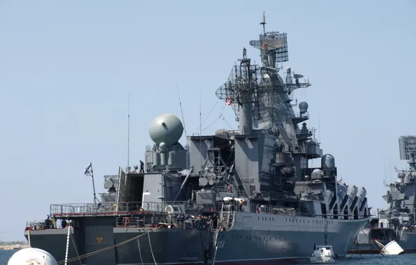 Picture Large, anti-submarine ship, Navy, RAID, The black sea fleet, &ampquot;Kerch&ampquot;, missile cruiser, Guards
