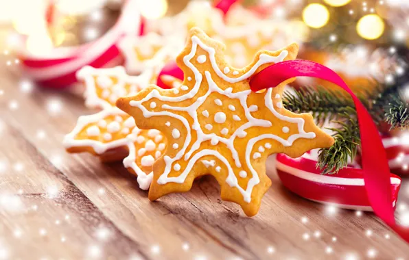 Picture holiday, new year, cookies, tape, treat, fir-tree branches