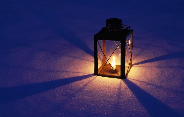 Light, snow, lantern