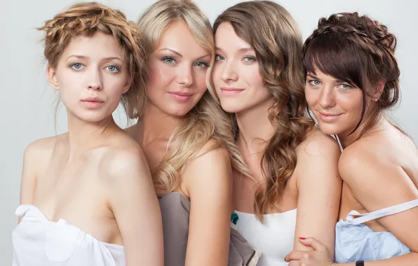 Style, portrait, group, four, hairstyles