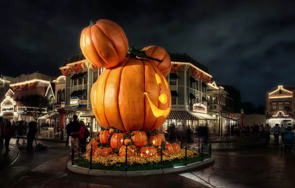 Picture night, the city, photo, street, HDR, CA, pumpkin, USA