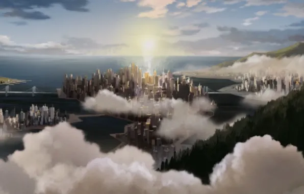 The sun, Water, Sea, Mountains, Avatar, Avatar, Sun, Water