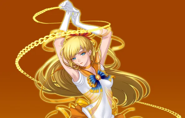 Picture girl, yellow, hearts, form, sailor venus, Bishoujo senshi sailor moon, Aino Minako