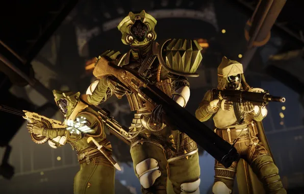 Weapons, background, the game, soldiers, trio, equipment, Destiny 2, Destiny 2: Shadowkeep