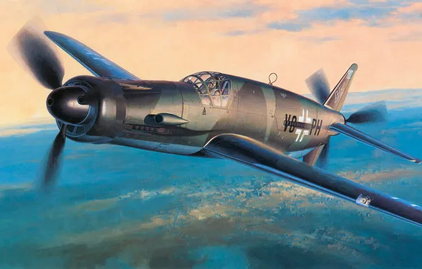 Picture war, art, airplane, painting, aviation, jet, ww2, Dornier Do 335