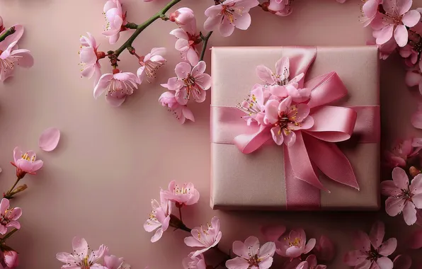 Holiday, box, gift, March 8, Valentine's Day, Birthday, AI art, universal holiday background