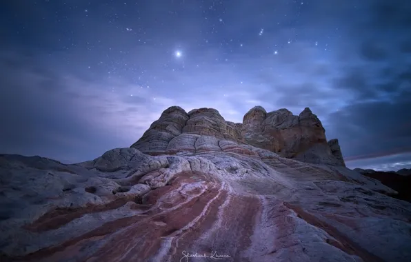 The sky, stars, night, nature, rocks
