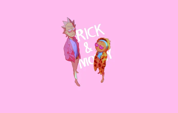 Minimalism, Pink, Background, Smith, Cartoon, Sanchez, Rick, Rick and Morty