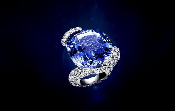 Blue, stone, ring, decoration, diamond, sapphire