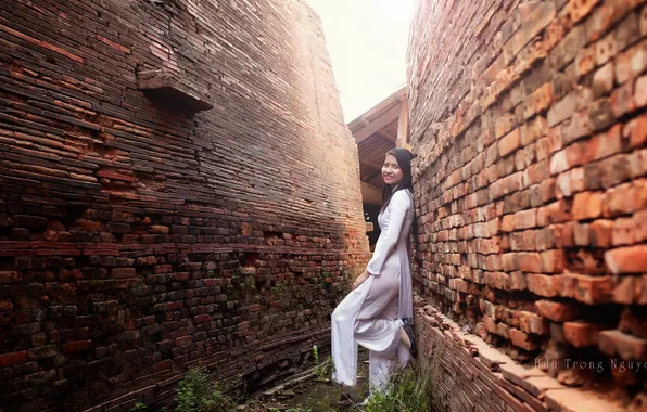 Girl, background, Asian