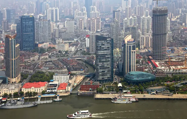 The city, photo, home, skyscrapers, top, China, Shanghai, megapolis