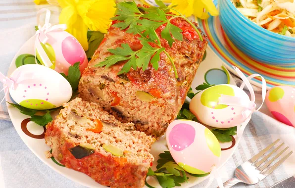 Picture eggs, Easter, roll, egg, meat, meat