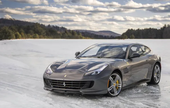 Snow, Ice, Supercar, Ferrari FF