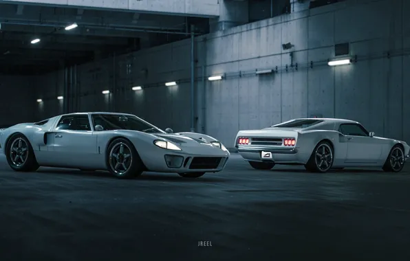 Picture Ford, Auto, The game, White, Machine, Two, Ford GT, Rendering