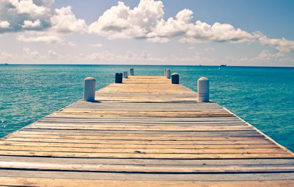 Ocean, view, dock, sunny, endless