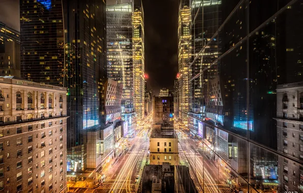 Night, lights, New York, night, New York, 8th Ave