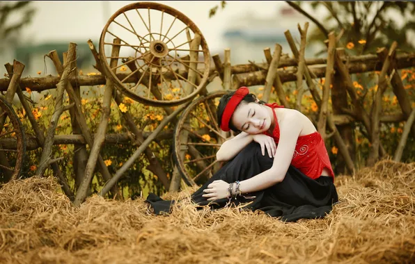 Girl, background, Asian